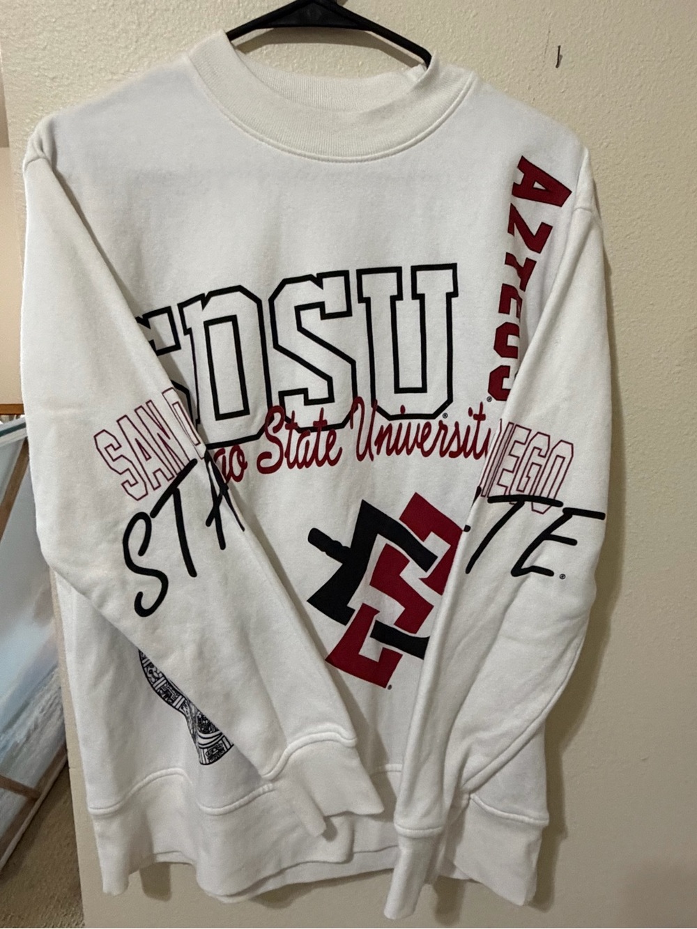 San Diego State University White Graphic Crewneck Sweatshirt